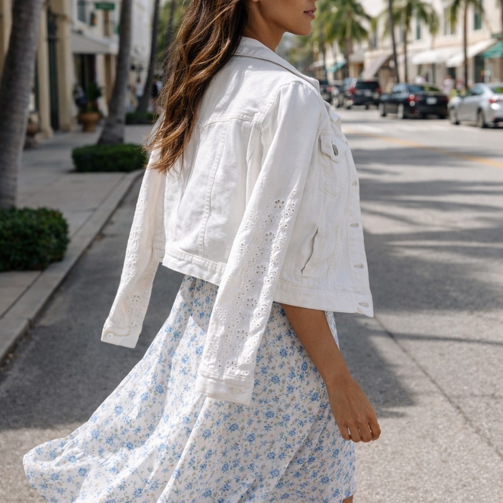 Orsay Women's White Eyelet Denim Jacket